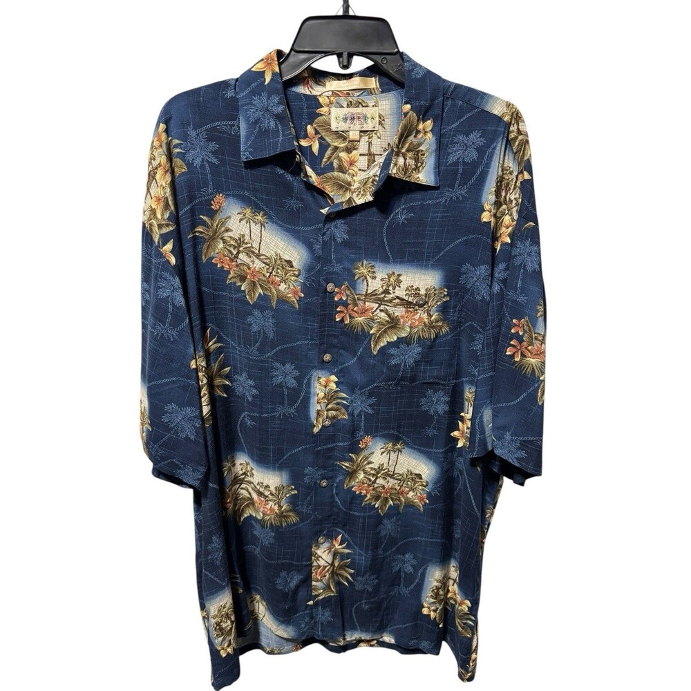 Campia Moda Tropical Hawaiian Shirt Size XL EUC 100% Rayon